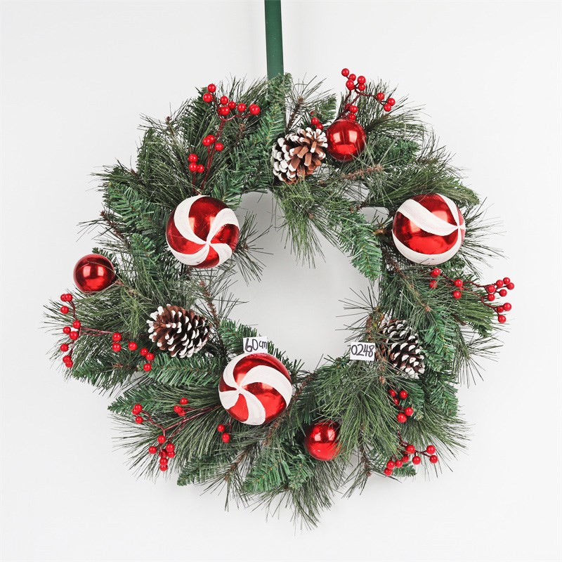 圣诞装饰品绿色藤编带饰品花环门挂墙壁挂饰橱窗柜台场景布置挂饰