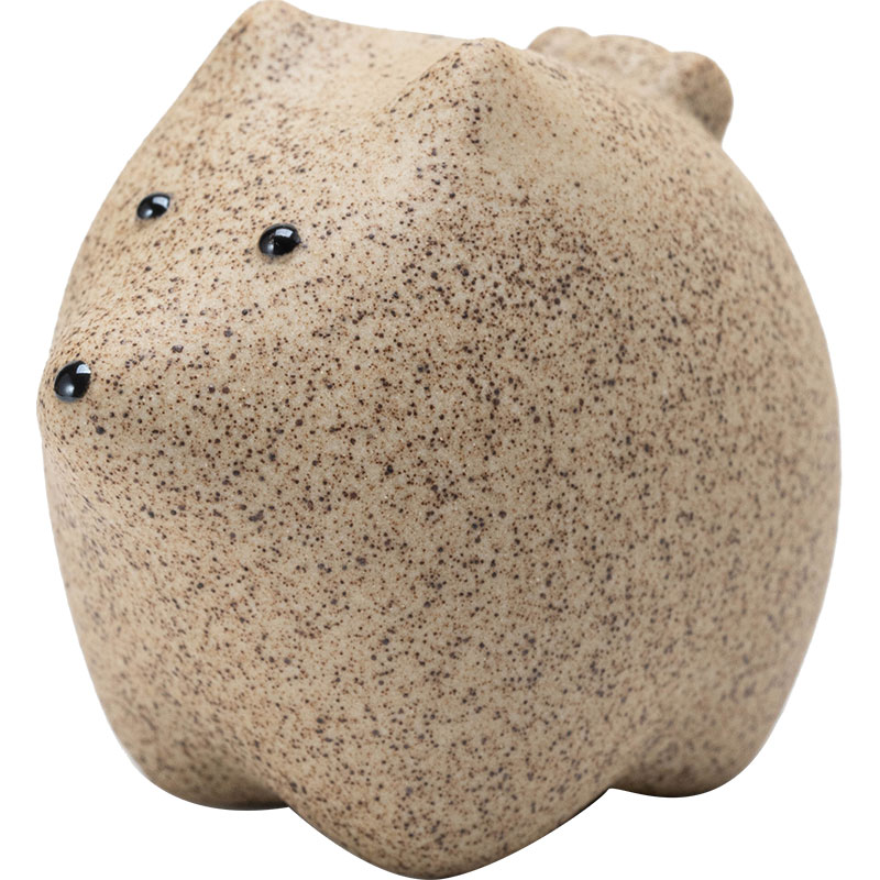 木鱼 粗陶萌柯基茶宠 茶壶盖托手工雕塑陶瓷茶盘摆件粗陶茶玩可养