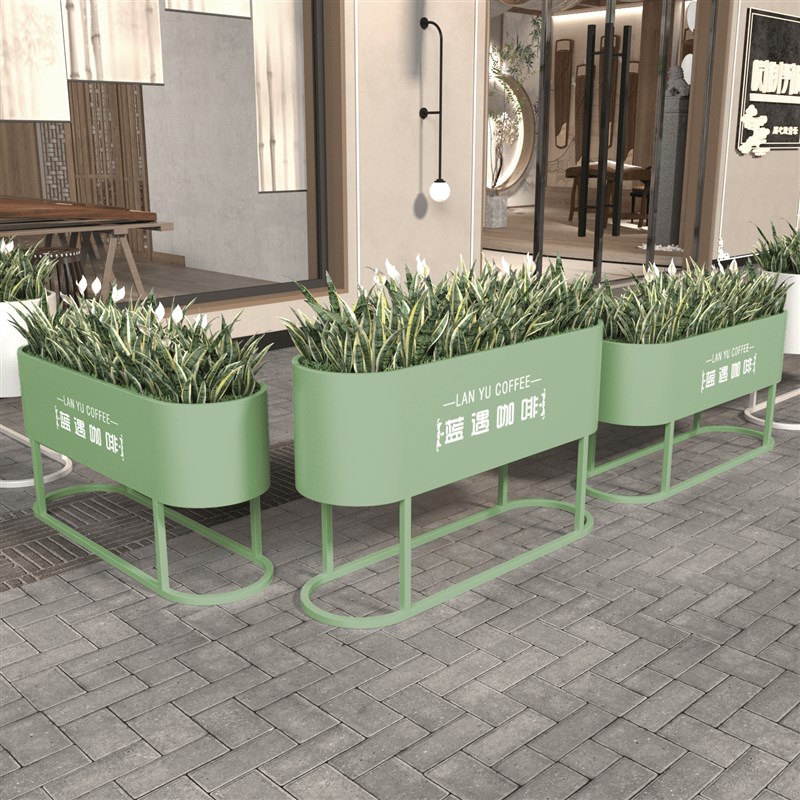 新款户外围栏花架铁艺商业街门店外摆绿植隔断种植箱落地花槽花箱