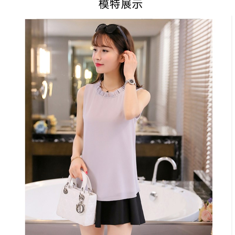 2020夏季新款女装无袖雪纺背心宽松百搭吊带女打底外穿内搭上衣