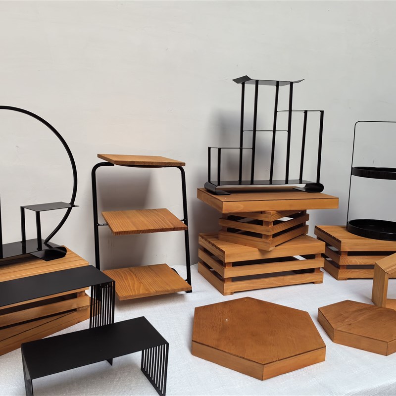 新款红棕森系甜品台展示架茶歇摆台摆件订婚宴宝宝宴商务蛋糕架