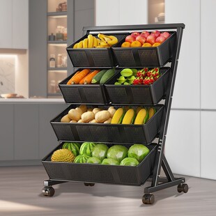家用多功能推车置物架厨房家居用水果蔬菜篮子收纳筐落地零食货架