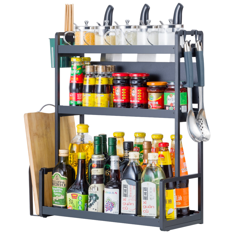 厨房调料置物架多功能家用收纳架台面调味用品不锈钢多层筷子刀架