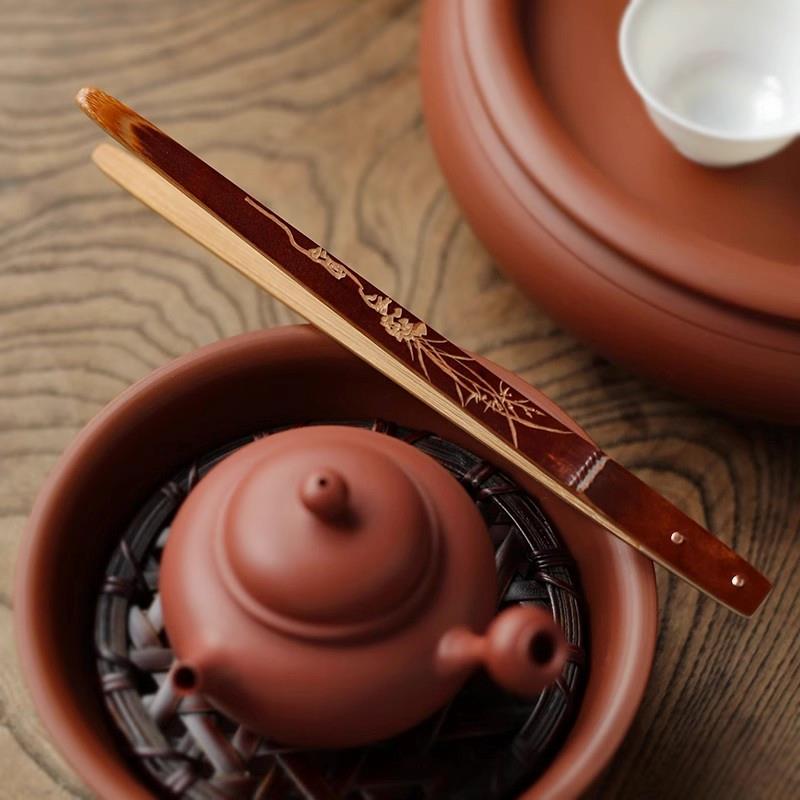 手工老煤竹杯夹防滑茶夹