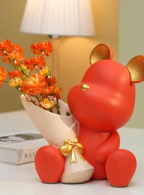 装捧花创小暴力客厅家居饰品乔迁新居桌面玄关摆熊8141-1件意礼品