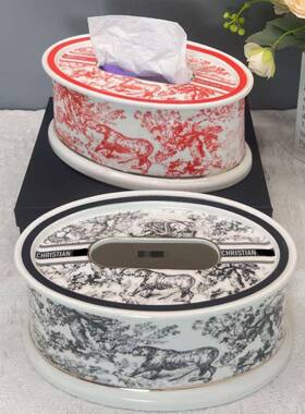 创K意陶瓷纸巾盒客厅桌面茶几TV酒591巾店抽盒现代卫浴家用纸纸收