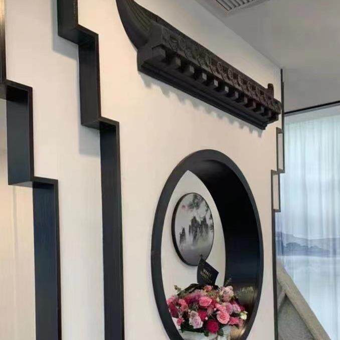 室新中典式屋檐壁饰墙饰仿古塑OQU瓦片壁挂料墙贴书房茶古装饰瓦