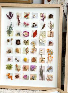 干花干家果押相花框手工组简合居IFB植物装饰画法式轻奢约