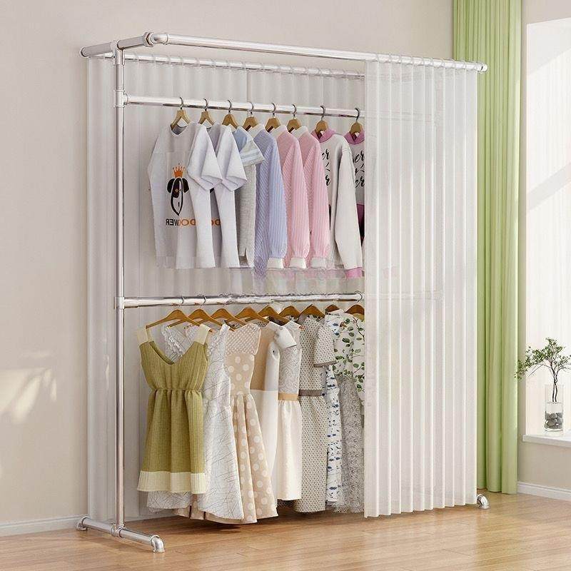 锌厚钢管晾衣挂架A7Snyzrh镀落加地立式室内新款卧室阳台简易挂帘,收纳整理,塑料衣架,淘宝优惠券,粉丝福利购,淘宝优惠卷