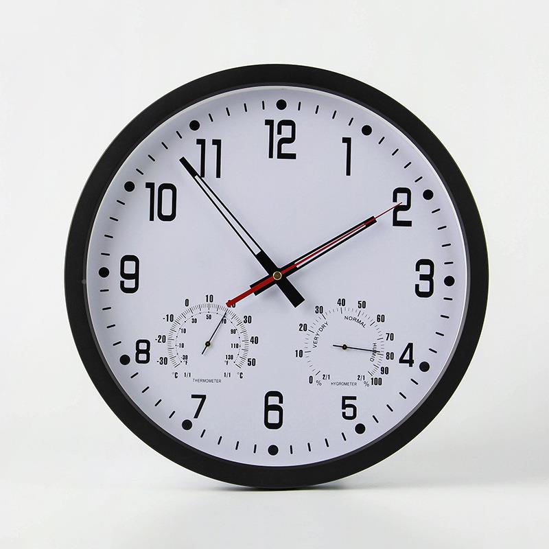 14音寸意温湿度挂钟创简约时尚静太阳机芯S6914时钟客厅钟表厂家