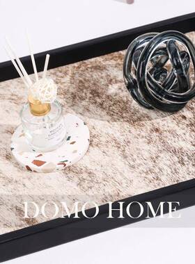 轻XWT奢马毛几棋何室饰品托盘盘格板样房家居卧衣帽间床头柜收纳