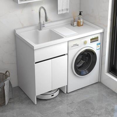 hKx蜂窝阳台洗机一体柜组合扫地机人造石英石洗衣槽洗JTX铝衣手池