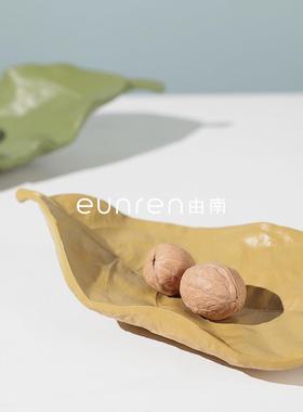 摆简约现代收样板房间创叶片水果盘OQY件售楼处家居客厅茶几纳意