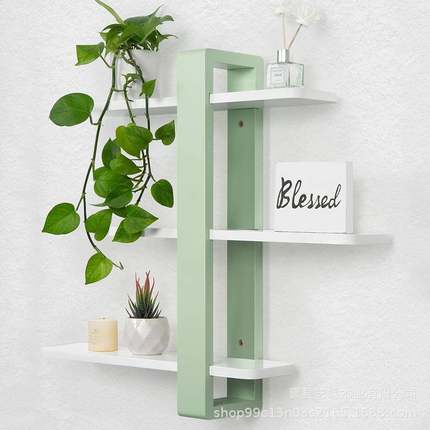 YL250305壁挂饰式搁物板木制架3层置物卧室客厅办公室浴室家居背