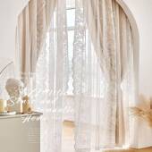法式 蕾丝窗帘双带层纱年客新款 卧室温遮馨风少女光厅117轻奢