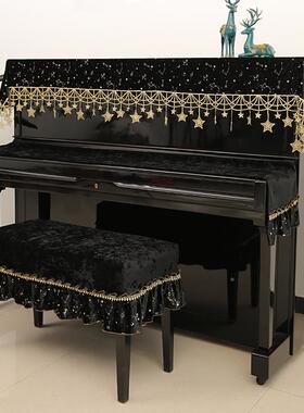 ?轻奢钢琴琴罩Fh(h(d$p丝北欧盖布尘罩黑色三角防简半罩约现代绒