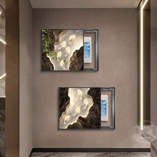 开关闸盒盒遮挡两联中式装饰画箱电C新电表箱组合弱电上下画九鱼