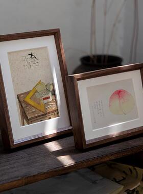 2实木黑胡桃榫3013卯摆台相框15780寸16全家福照片相片加打印