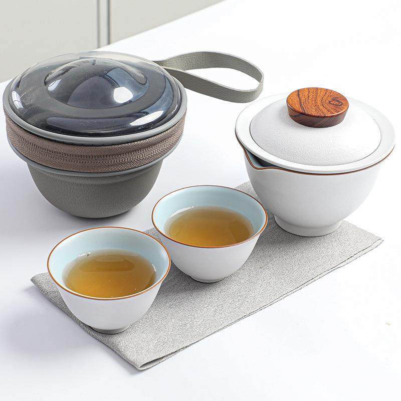 SN230720陶瓷功套夫茶具杯快客杯一壶三套装旅行茶具小外茶壶泡户