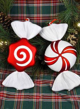 圣诞装节36592CM电镀彩绘糖果摄影拍摄道具婚美陈挂饰件圣诞树庆