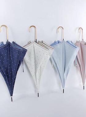 RAECHR现货C208边刺绣彩直胶双点点全遮钢骨遮C208阳伞晴雨伞杆长