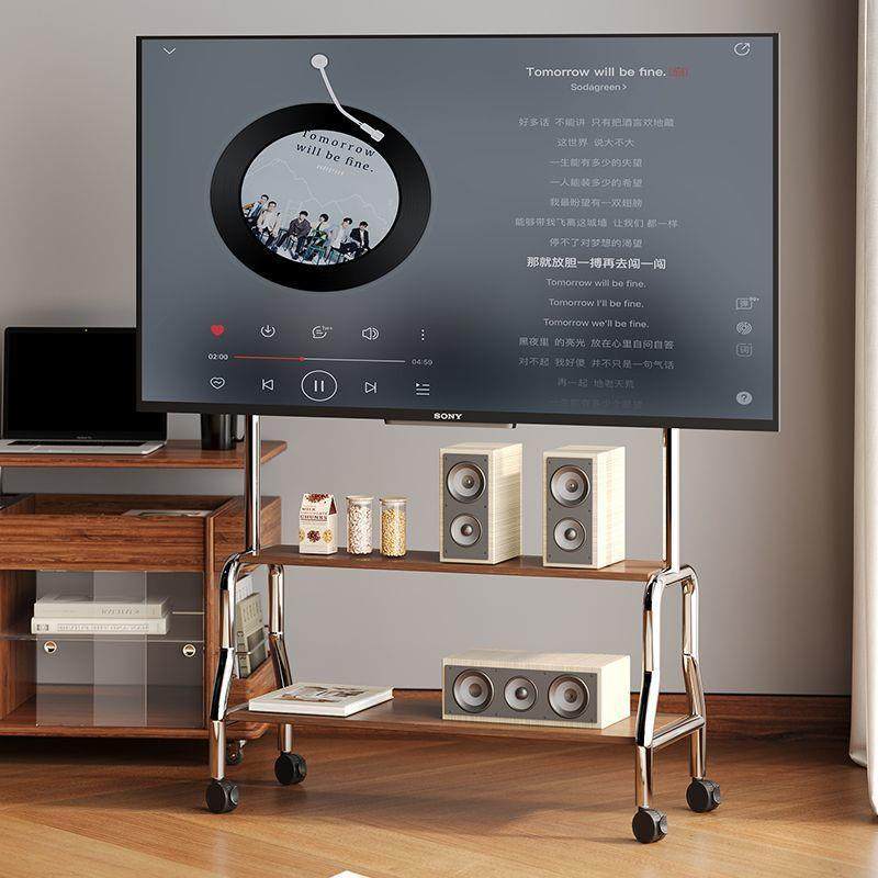 加厚2通1不锈钢电视机挂架移动推车置物架支持32-0无品牌/75议会