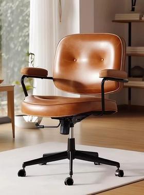 家用电椅久舒服NGF书书桌椅卧坐室座椅油蜡皮办脑公房椅旋转椅子