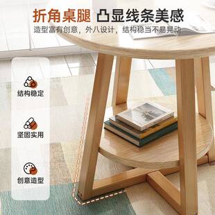 小圆桌餐桌实木腿洽谈桌用咖啡奶茶店桌商代椅组现简约阳台合PUV