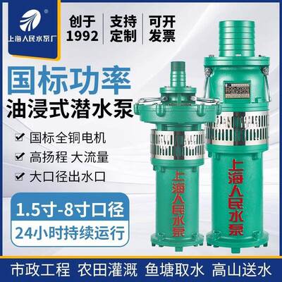 SRSC上海人民QY系列380V充油式潜水家用抽水泵高扬程喷泉农用灌溉