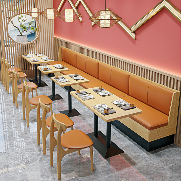 简约餐饮餐馆奶茶店沙发桌椅甜品西餐厅自助餐厅靠墙卡座组合家具