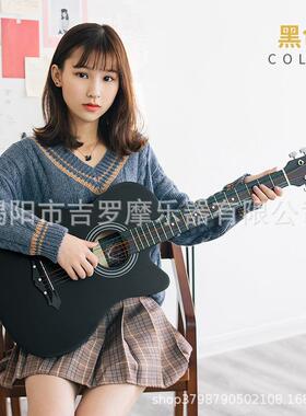 38寸黑色民谣木吉他初学者男女学生乐器新手入门琴jita学生专用