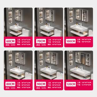 人造石一体盆洗手池双层浴室组合配镜柜方镜卫生间洗漱台非标尺寸