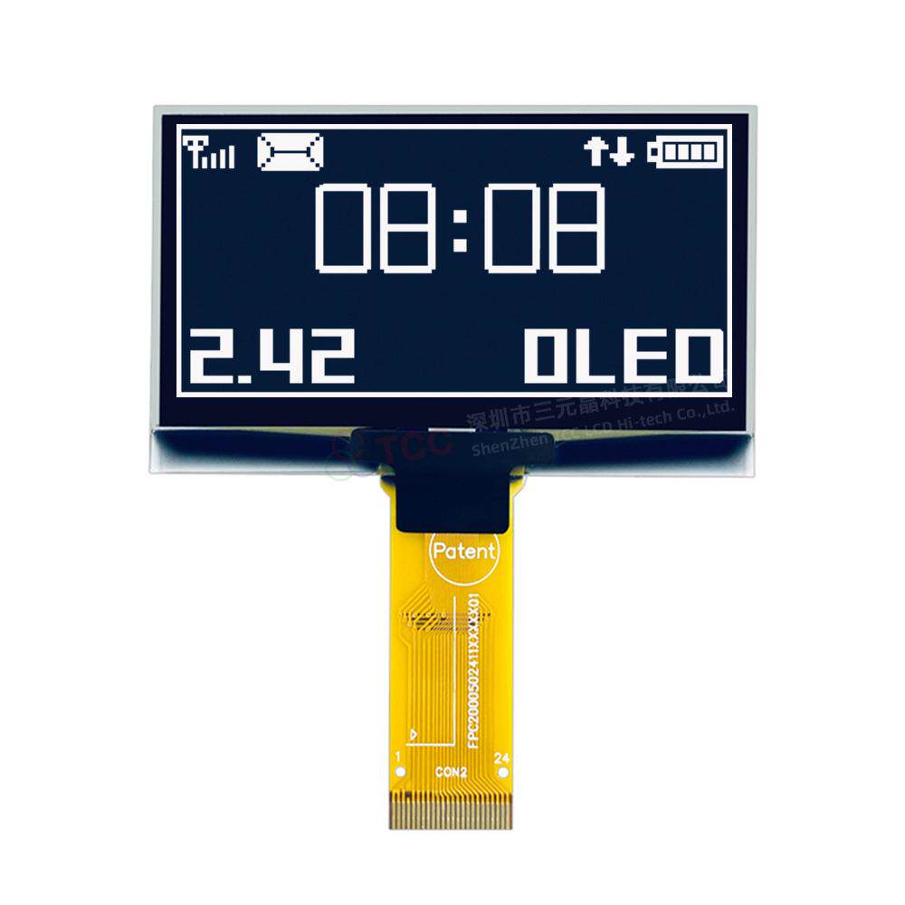 2.42寸oled12864液晶屏SSD1309驱动白色点阵24pin插接oled显示屏