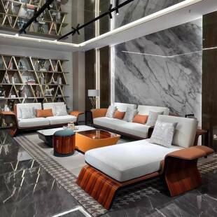 意式轻奢现代沙发客厅高级感宾利盖洛威飞翼发别墅大户型真皮沙发