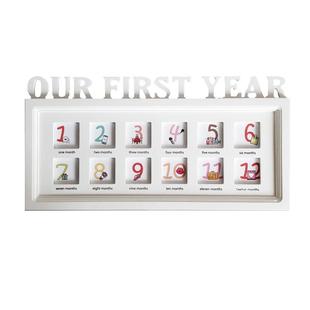 宝宝创意相框相册婴儿纪念册12月成长防尘木质相框挂墙摆台手足印