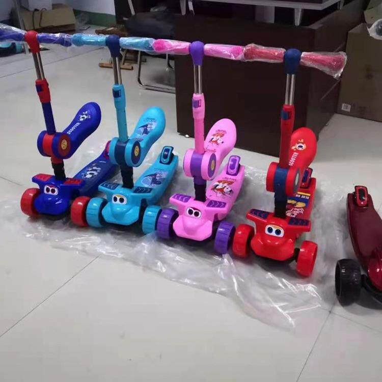 儿童折叠二合一滑板车小孩可坐可滑行车三轮滑滑车发光轮踏板车