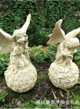 现货欧式混批创意树脂工艺品花仙子天使园艺庭院家居摆件A1824