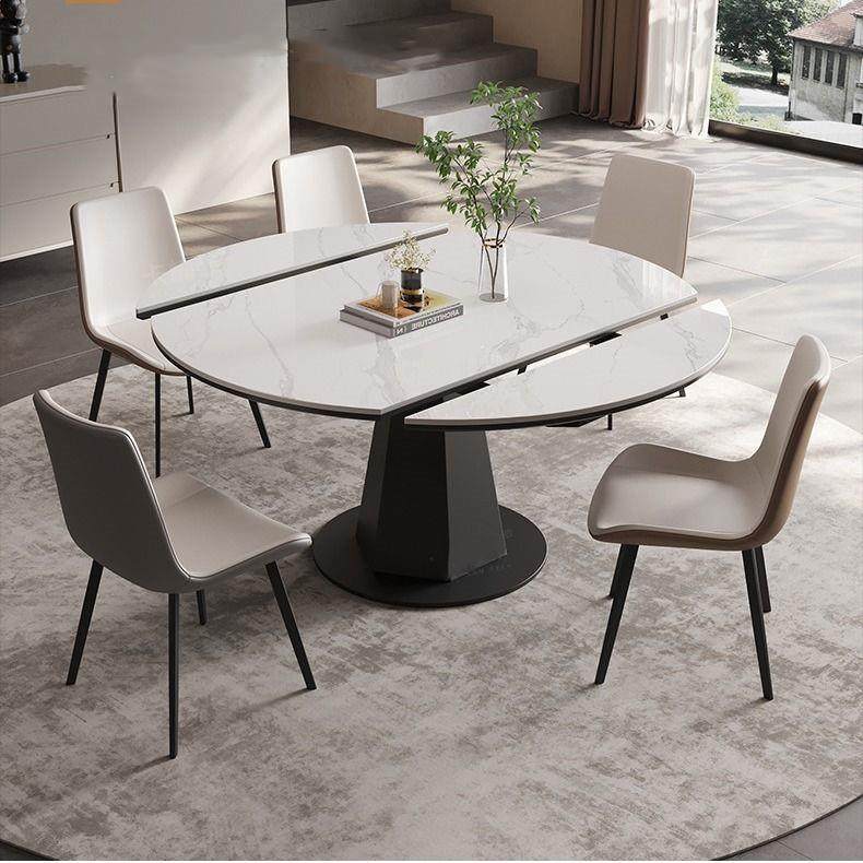 意式极简岩板餐桌椅组合可伸缩小户型简约现代旋转可伸缩家用饭桌,收纳整理,烫衣板及配件,淘宝优惠券,粉丝福利购,淘宝优惠卷