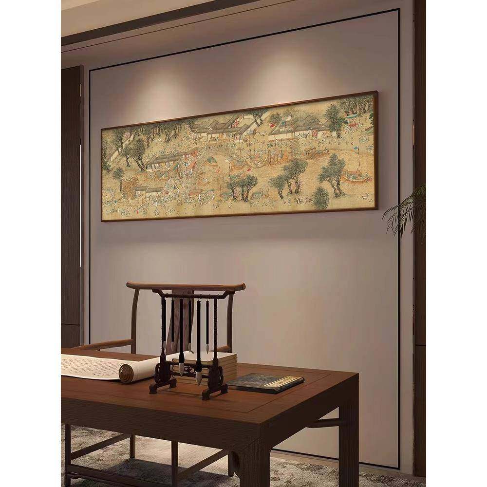 清明上河图中式客厅装饰挂画横幅国画古画书房办公室茶室字画壁画