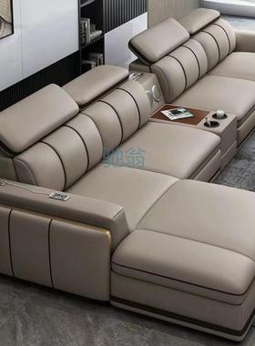 fLE简约现代沙发多功能音乐沙发客厅皮沙发组合大小户型皮艺真皮