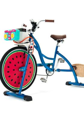 2024易喜EXI蓝色户外浪漫泡泡制造自行车人力脚踏供电自行车