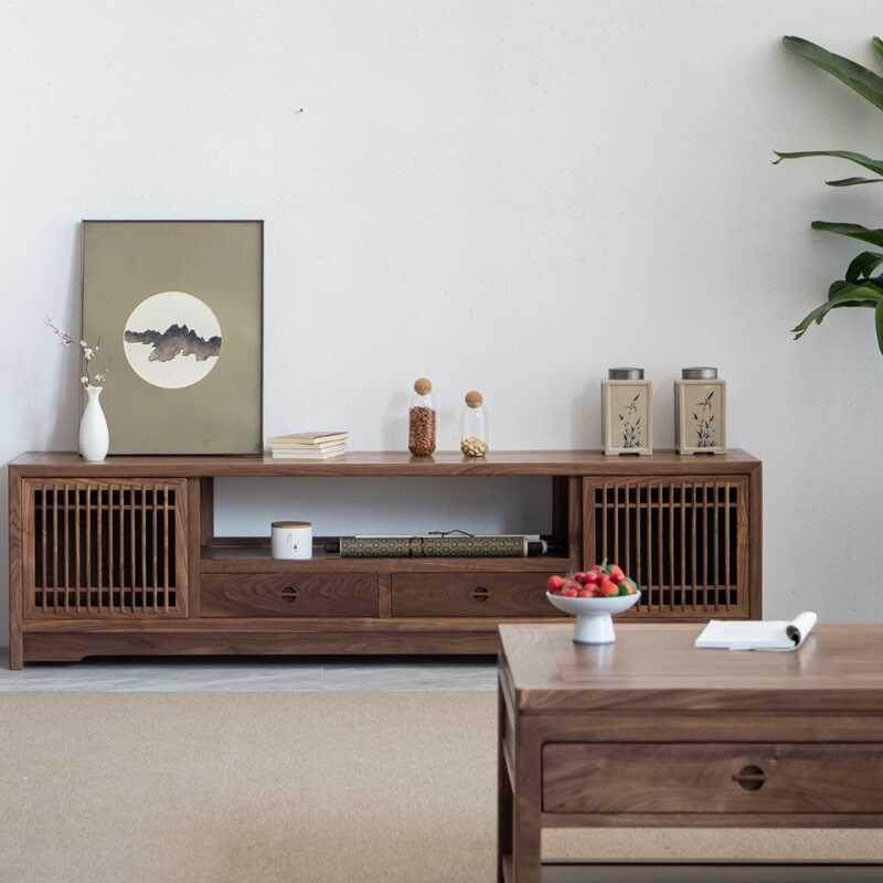 新中式黑胡桃木实木茶几电视柜组合墙柜地柜视听柜客厅简约地柜,机械设备,其他机械设备,淘宝优惠券,粉丝福利购,淘宝优惠卷