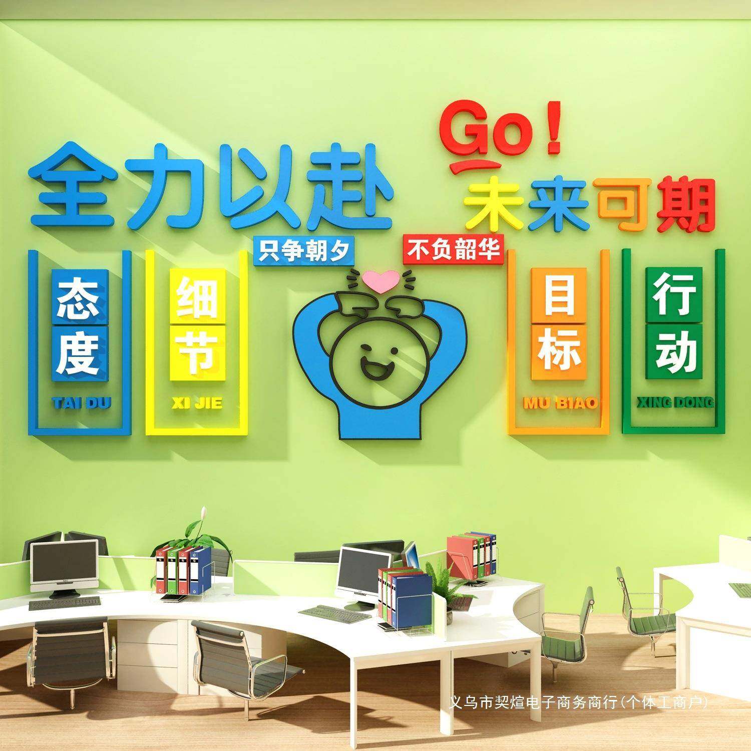 电商办公室司装饰氛围布置企业文化进部门形象墙面励志标语贴画
