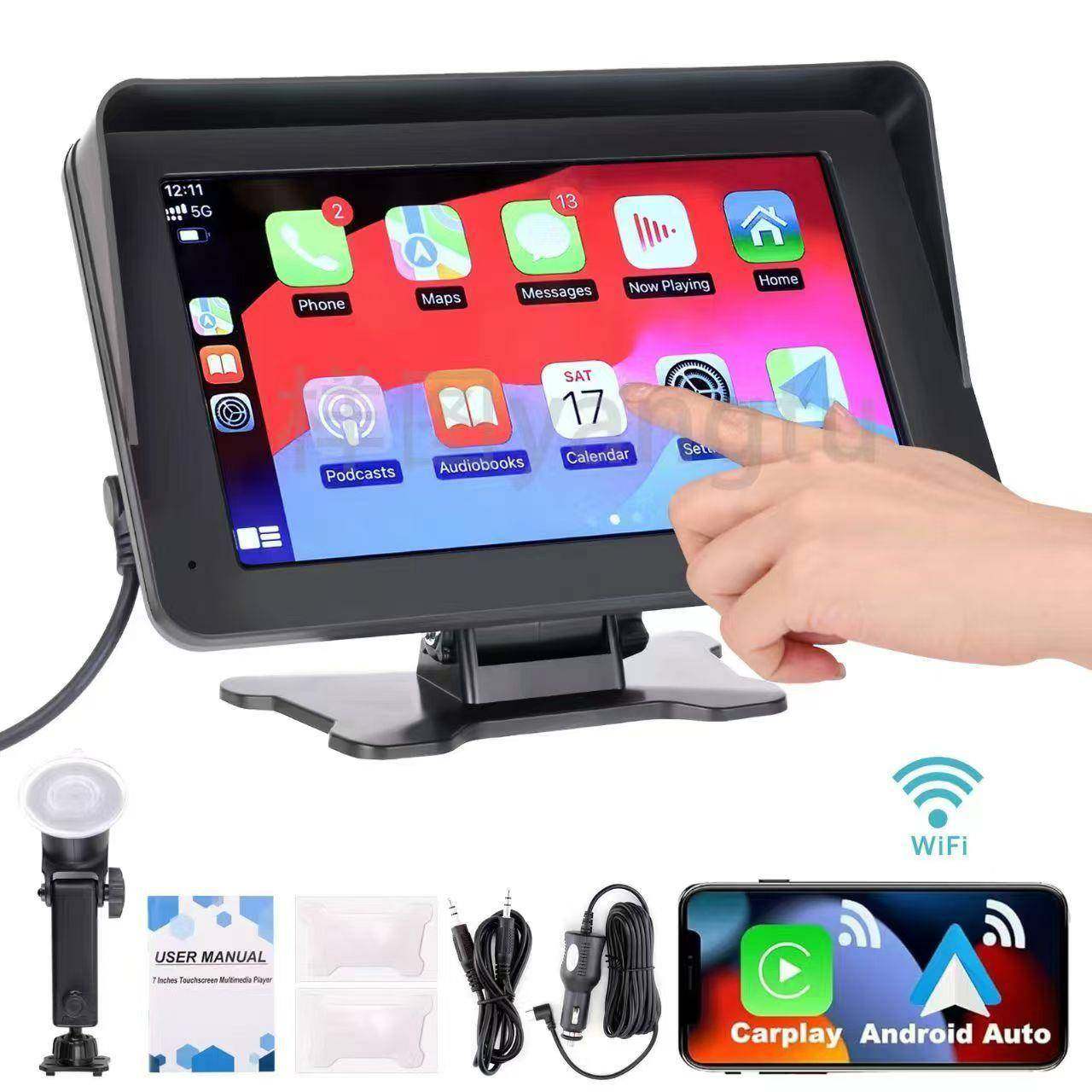 热销7寸便携式触摸Carplay/androidauto无线互联投屏PND导航