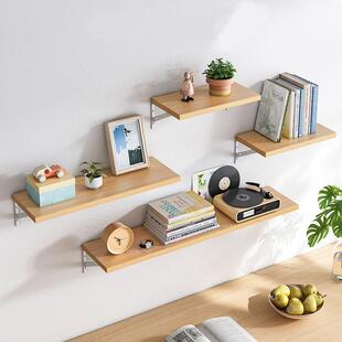 免打孔墙上置物架实木搁板免钉收纳置物板墙壁挂一字隔板书架墙面