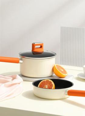 德世朗锦“橙”精铁不粘辅食锅两件套DFS-TZ936D