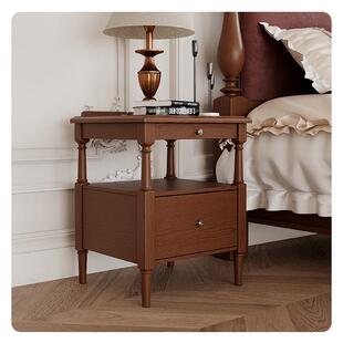 大司马法式中古白蜡木小床头柜主卧室40公分宽全实木床头收纳柜