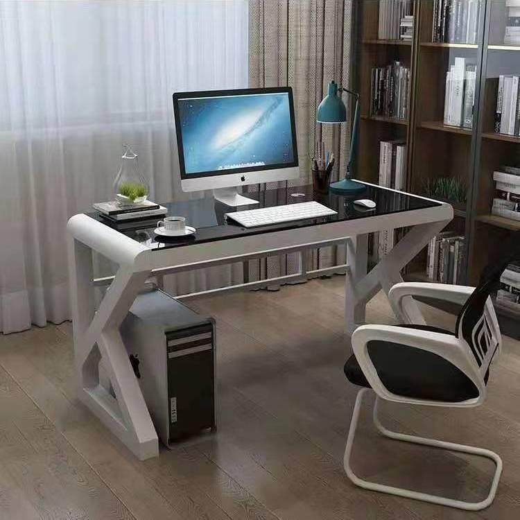 简约现代电脑桌台式桌家用书桌钢化玻璃办公桌多功能写字台学习桌