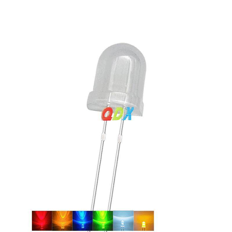 f10雾状10mm白发蓝白红绿光红散光灯珠直插式led灯珠发光二极管