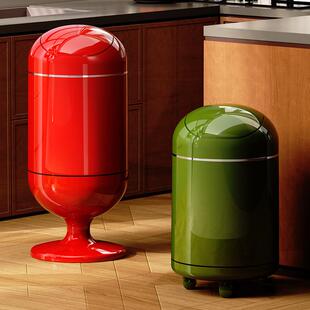 垃圾桶有盖家用客厅厨房高颜值大号大容量免弯腰高脚收纳桶带轮子